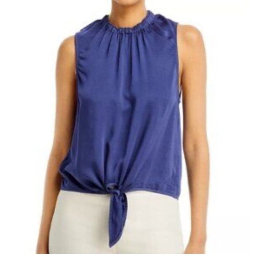 Bella Dahl Navy Blue Sleeveless Tie-Hem Blouse